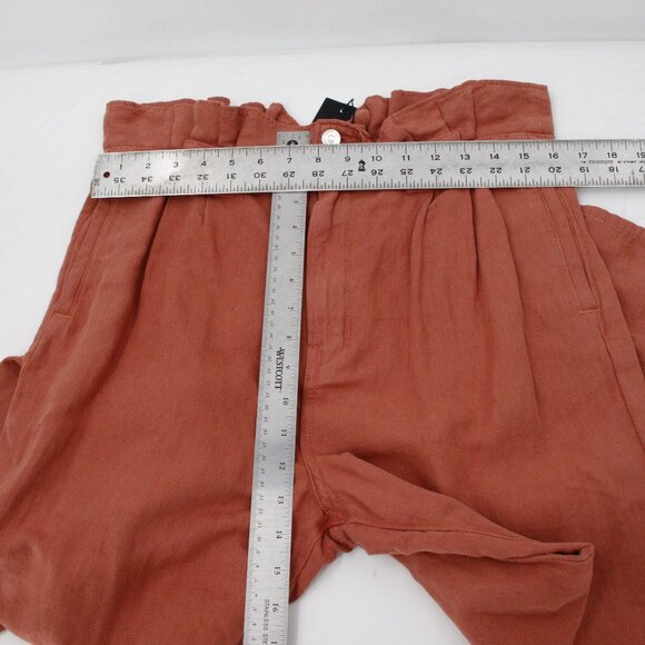 NWT Veronica Beard Pants Womens 10 Mocha Karter Linen Cotton High Rise Straight - Picture 8 of 16